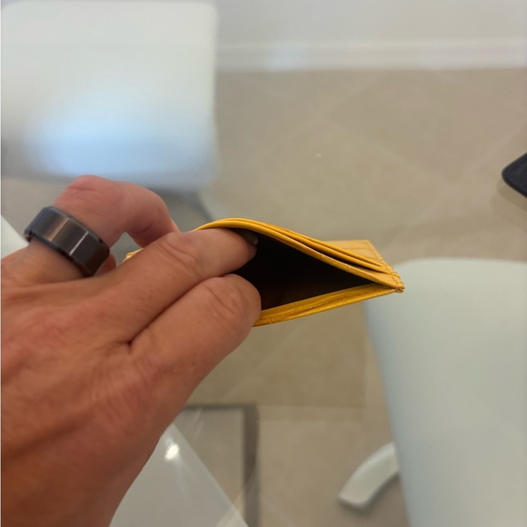 Yellow Croc-Embossed Card Holder - Picture 3 of 4